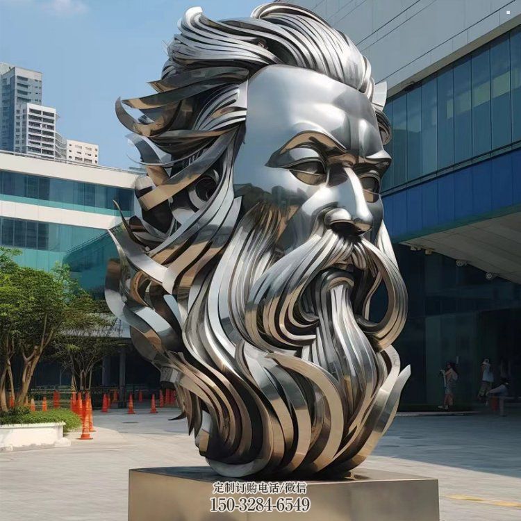 白鋼人頭像雕塑制造，歐式風格，鏡面人頭像雕塑廠家供給