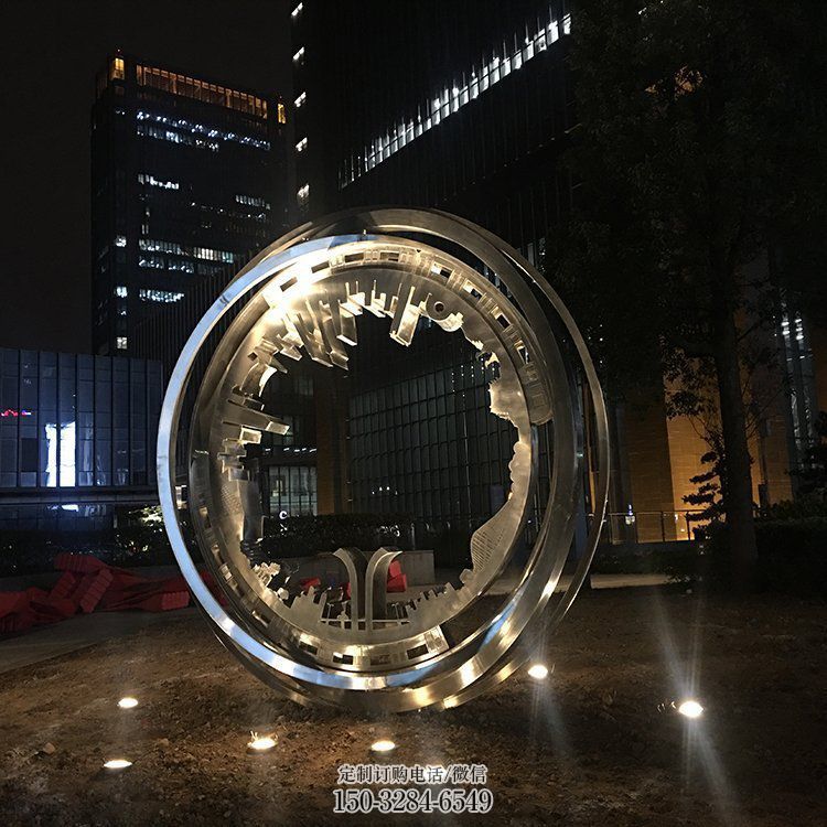 戶外圓環(huán)雕塑通用，多彩藝術(shù)，不銹鋼圓環(huán)雕塑供應(yīng)